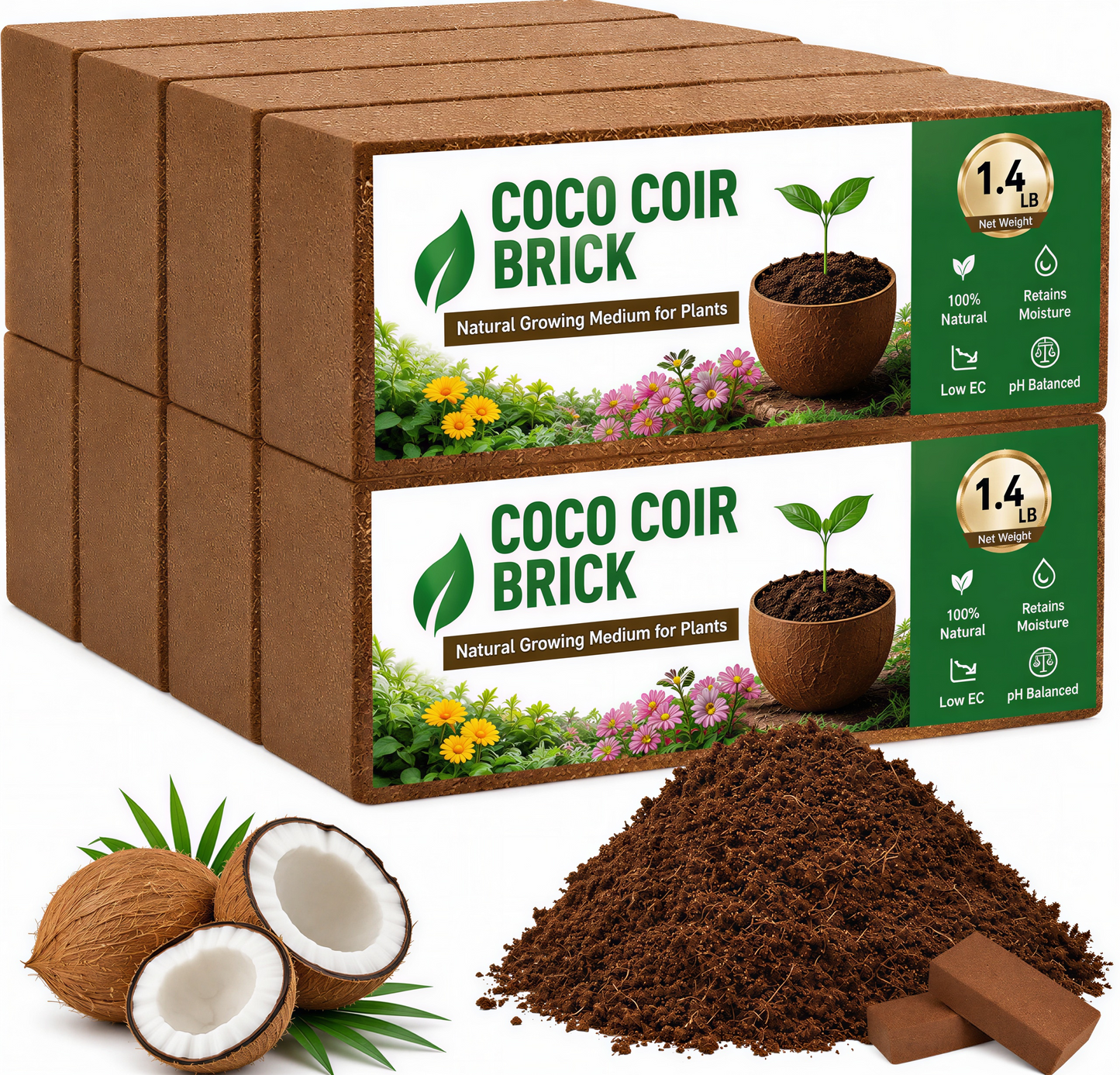 Premium Organic Coconut Coir Bricks for Plants