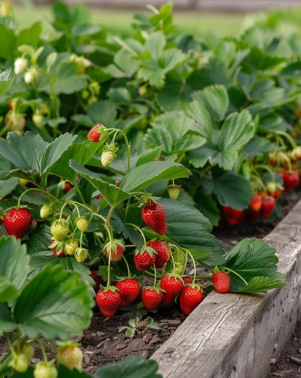 Vegetables and berries growing